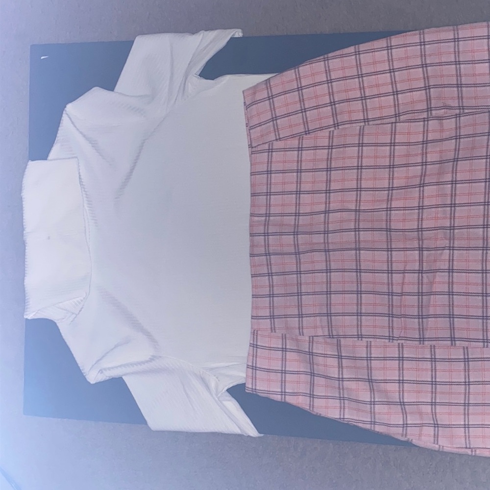 Pink skirt and white shirt set